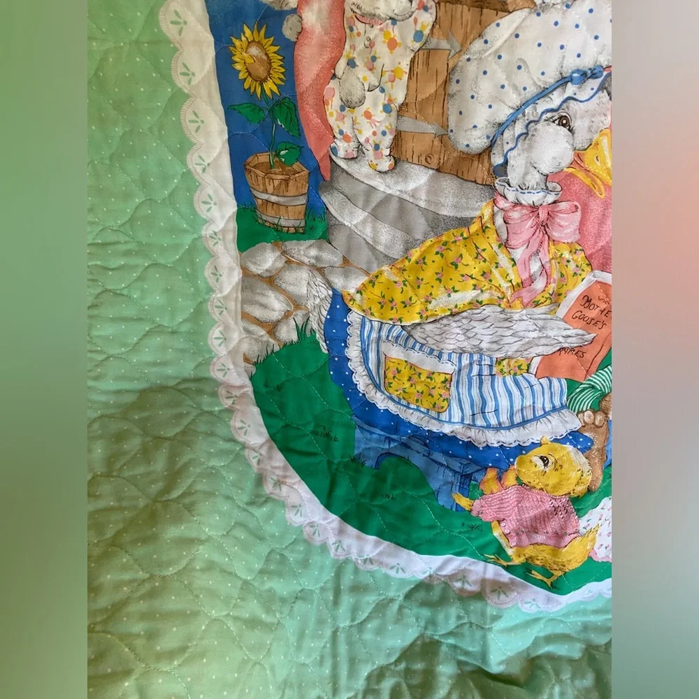 Mother Goose Nursery Rhymes Handmade Baby Quilt 42” Tall X 31” Wide